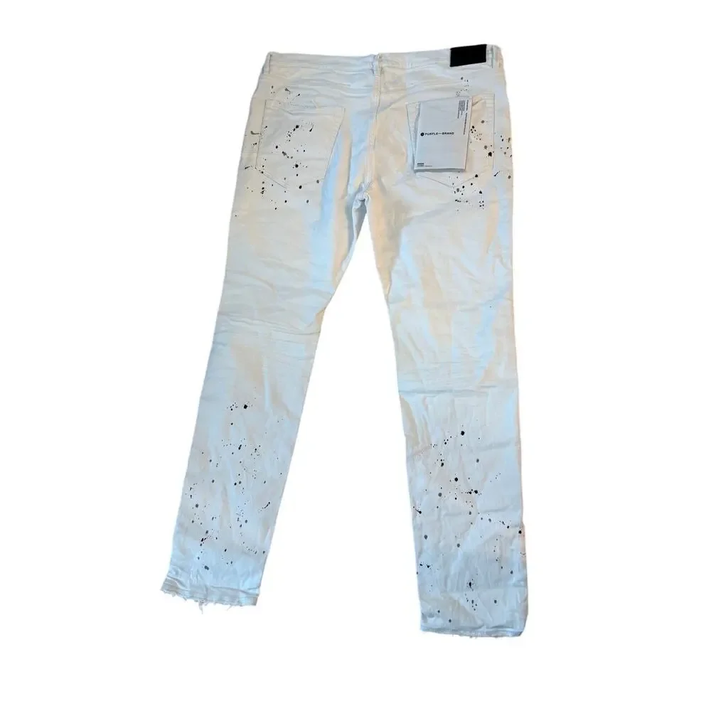 Purple P001 Optic White Paint Blowout Jeans Size 34/32 NWOT‎ size 40